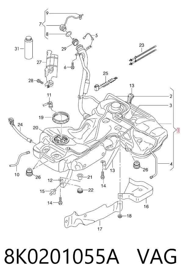 Depósito de gasolina 8K0201055A VAG