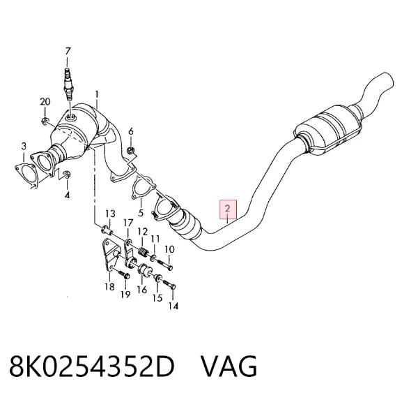 Silenciador delantero 8K0254352D VAG