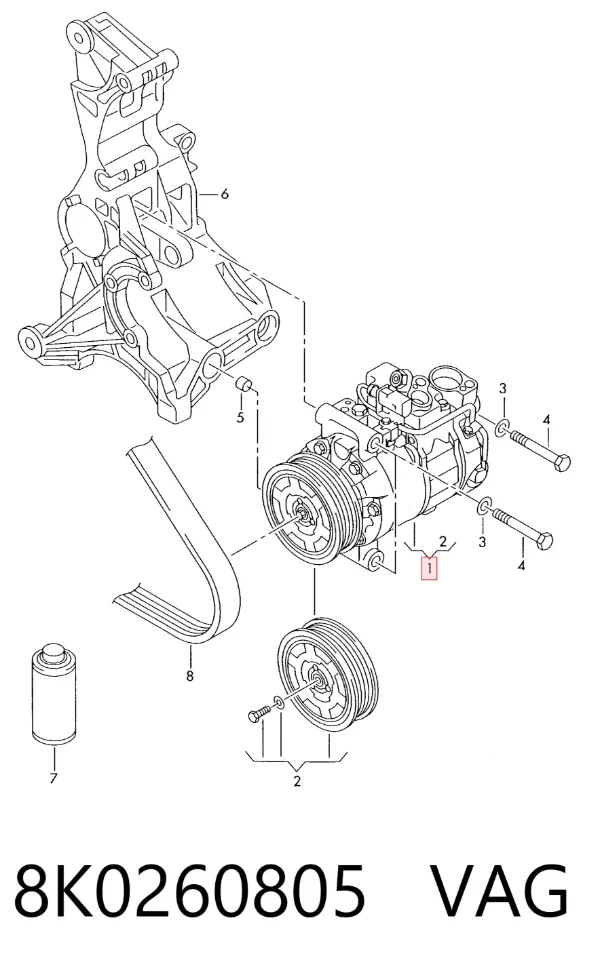 Compresor de aire acondicionado 8K0260805 VAG