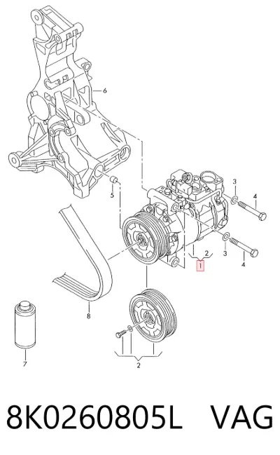 Compresor de aire acondicionado VAG 8K0260805L