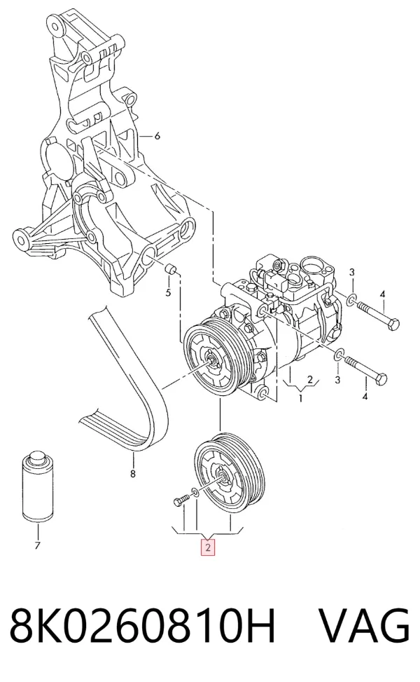 Polea del compresor de aire acondicionado 8K0260810H VAG