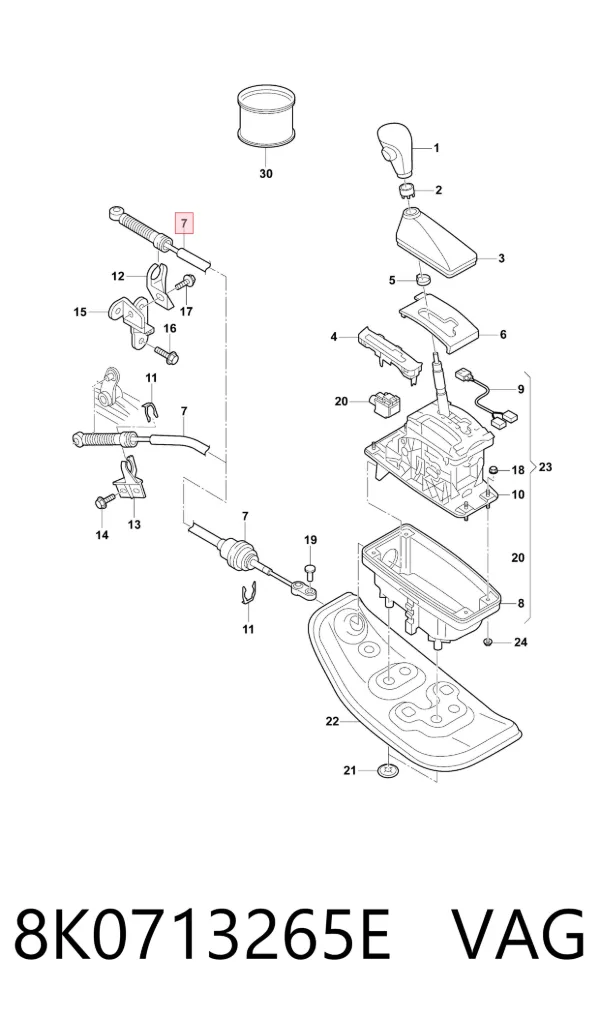 Cable de caja de cambios 8K0713265E VAG
