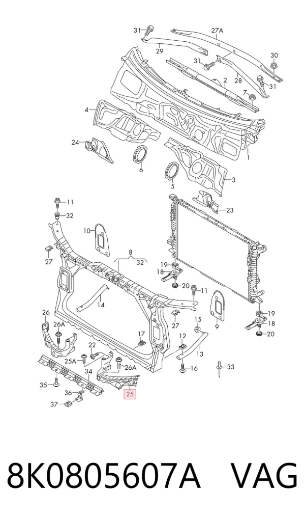 Soporte de fijación del faro delantero izquierdo 8K0805607A VAG