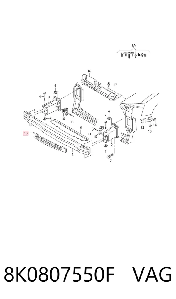 Absorbedor del parachoques delantero 8K0807550F VAG