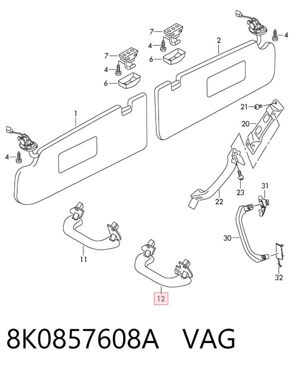 Asa de techo 8K0857608A VAG