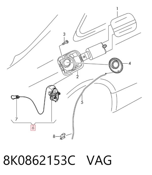 Cerradura de la tapa del depósito de combustible 8K0862153C VAG