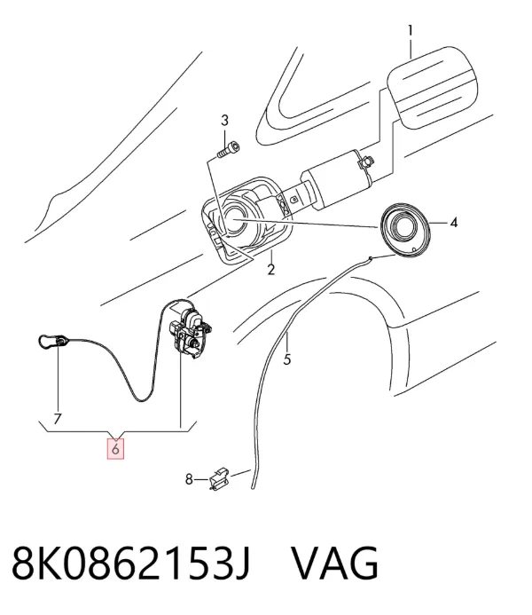 Cerradura de la tapa del depósito de combustible 8K0862153J VAG
