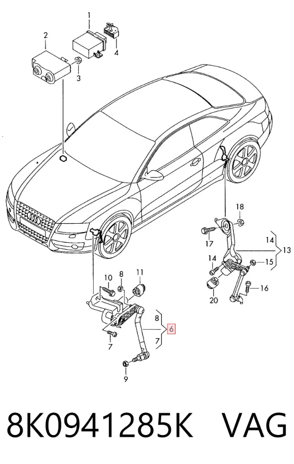 Sensor de nivel de carrocería delantero izquierdo 8K0941285K VAG