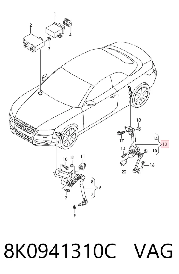 Sensor de nivel de carrocería trasero derecho 8K0941310C VAG