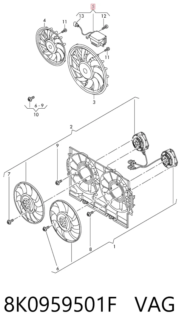 Regulador de velocidad del ventilador de refrigeración (unidad de control) 8K0959501F VAG