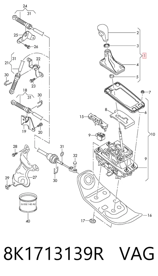 Pomo de palanca de cambios 8K1713139R VAG