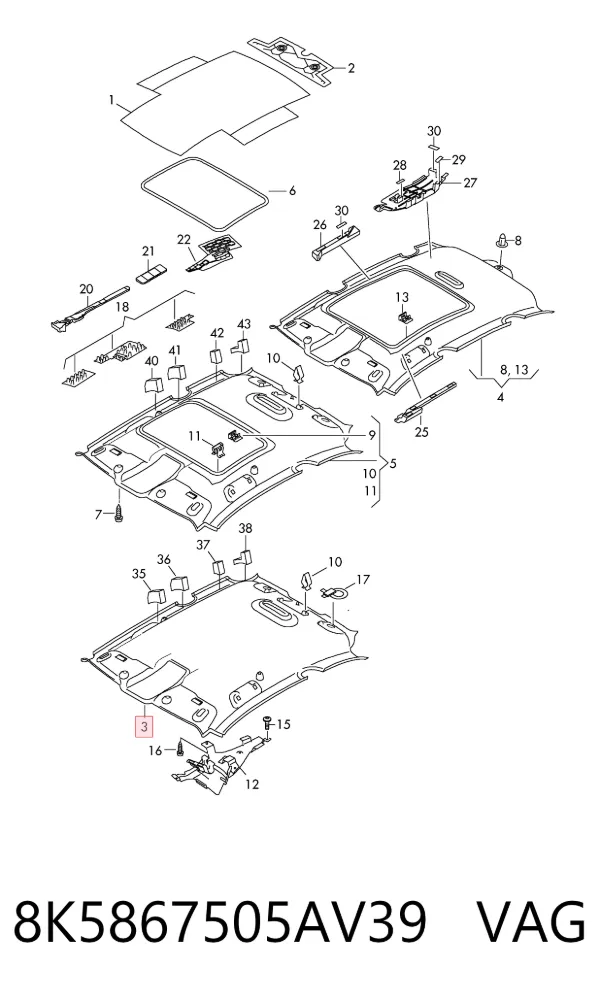 Techo interior 8K5867505AV39 VAG