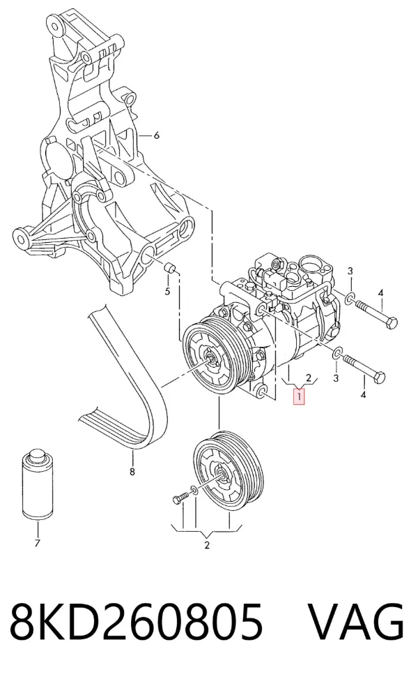 Compresor de aire acondicionado 8KD260805 VAG