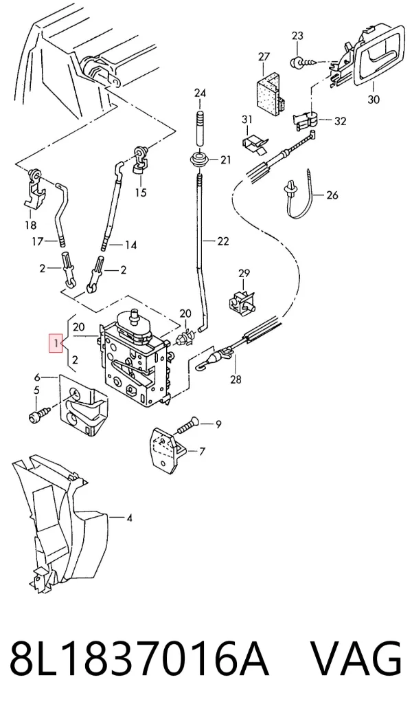 Cerradura de puerta delantera derecha 8L1837016A VAG