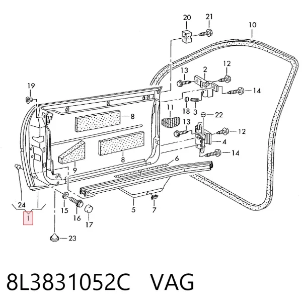 Puerta delantera derecha 8L3831052C VAG