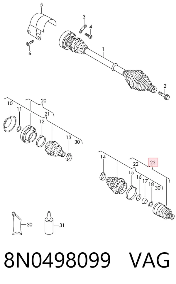 Junta homocinetica 8N0498099 VAG