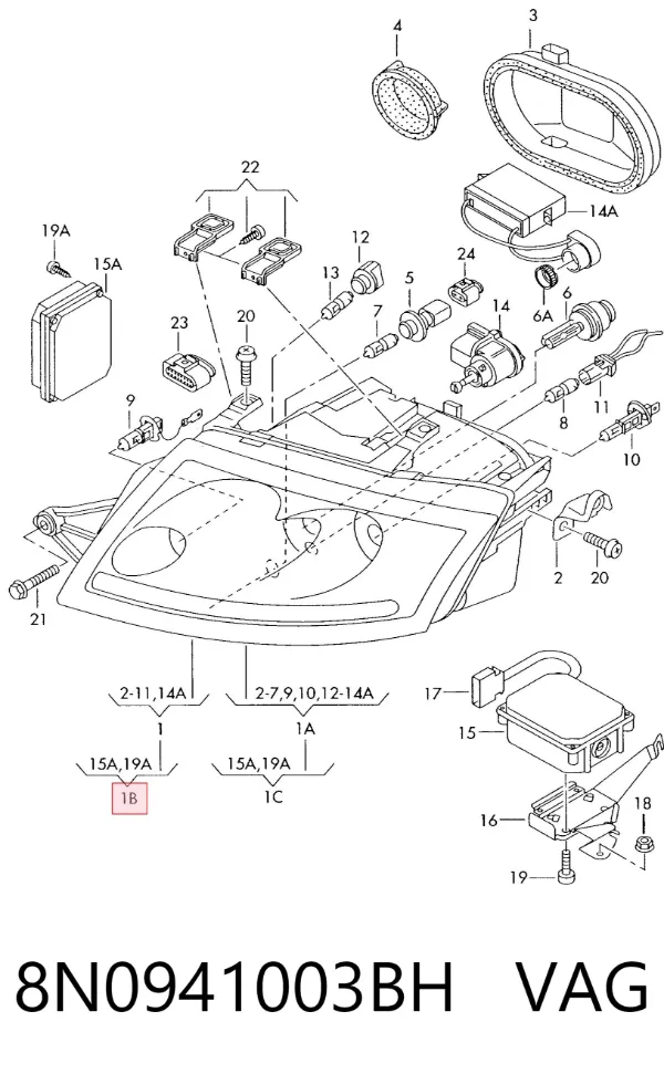 Faro izquierdo Audi TT 8N3