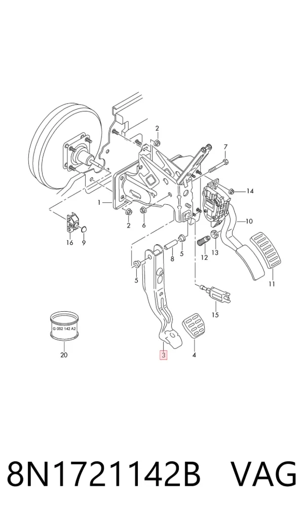 Pedal de freno 8N1721142B VAG