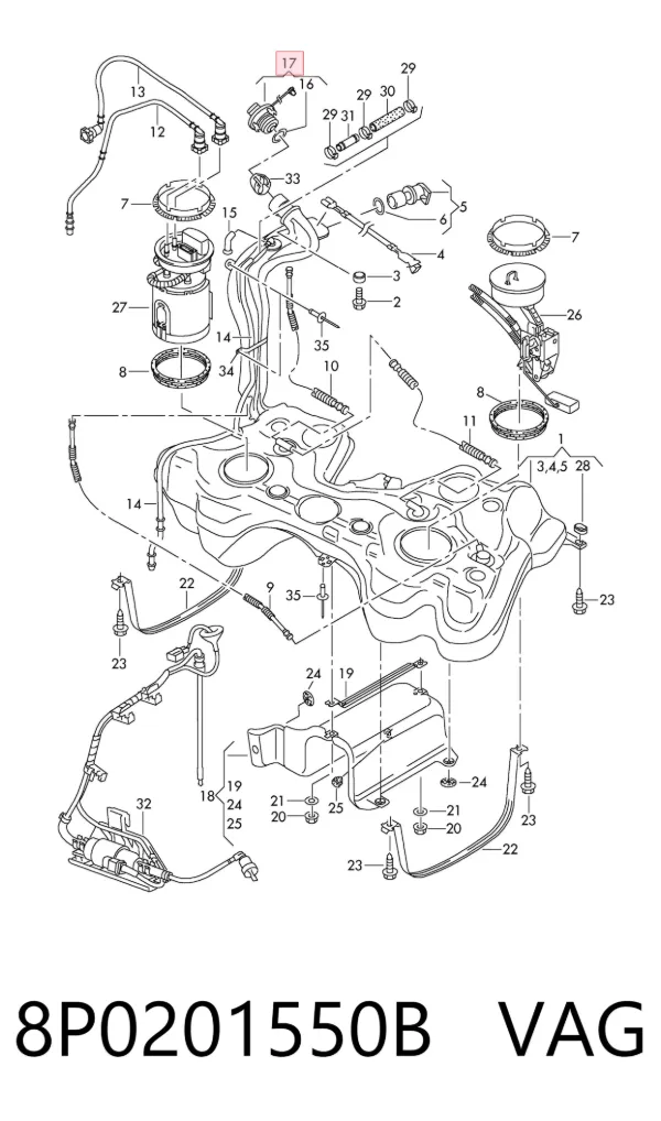 Tapa de depósito de combustible 8P0201550B VAG