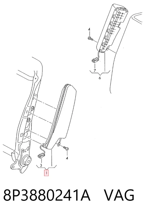 Airbag de cortina lateral izquierda 8P3880241A VAG