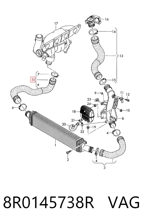 Tubo intercooler 8R0145738R VAG