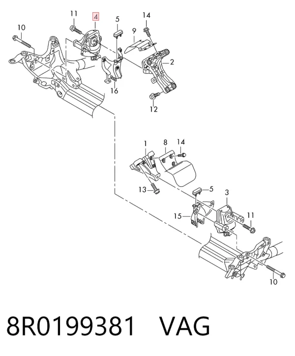 Soporte de motor derecho 8R0199381 VAG