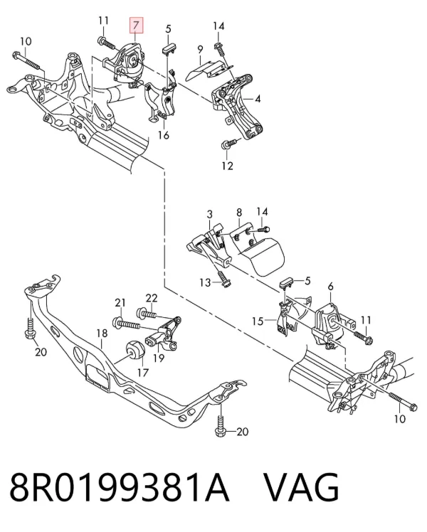 Soporte de motor derecho 8R0199381A VAG