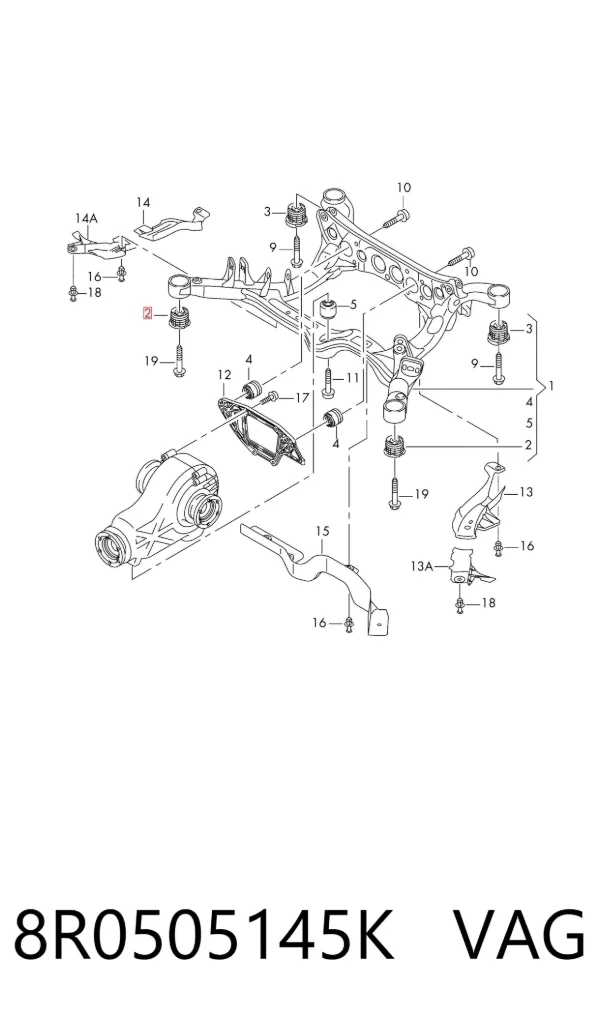 Silentblock trasero 8R0505145K VAG