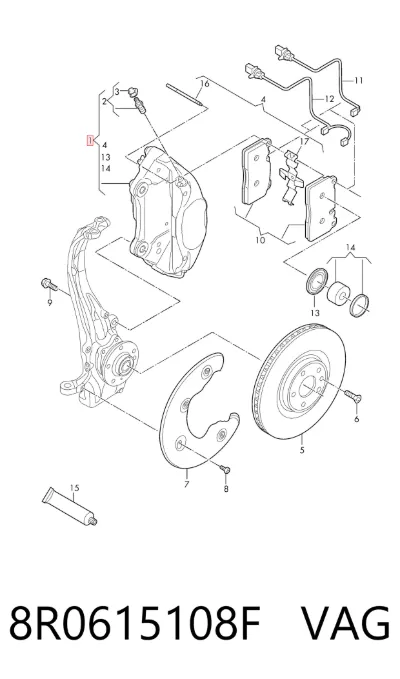 Pinza de freno delantera derecha VAG 8R0615108F