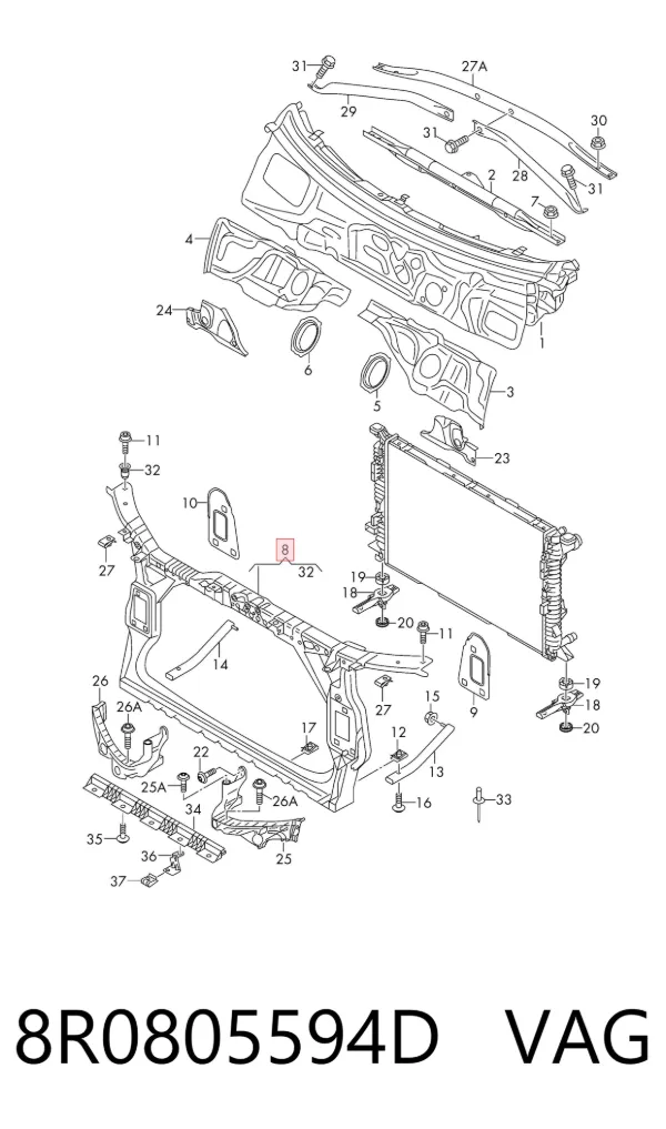 Soporte de radiador 8R0805594D VAG
