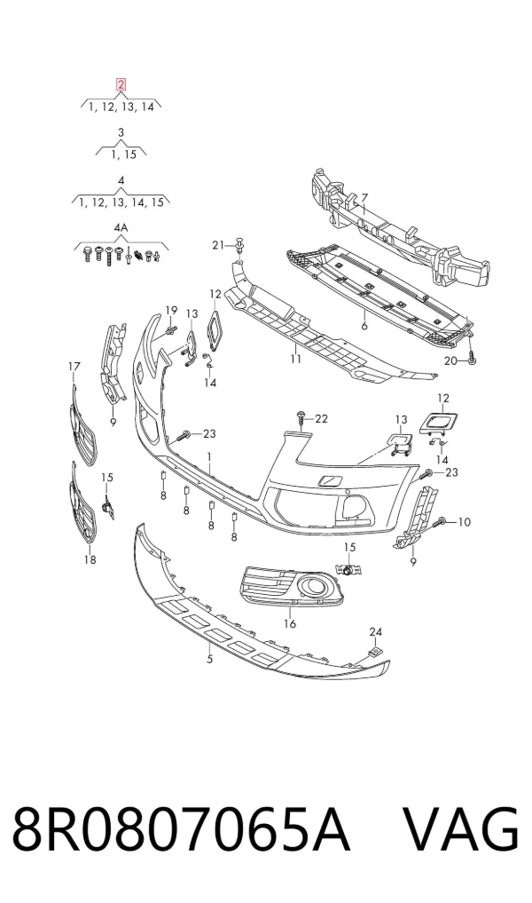 Paragolpes 8R0807065A VAG