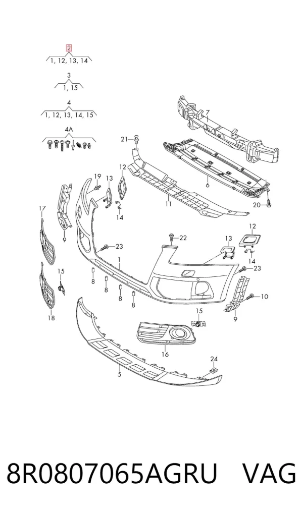 Paragolpes 8R0807065AGRU VAG
