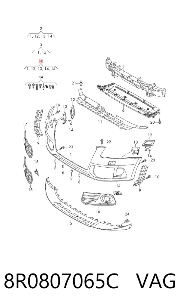 Paragolpes 8R0807065C VAG