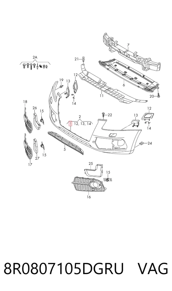 Paragolpes 8R0807105DGRU VAG