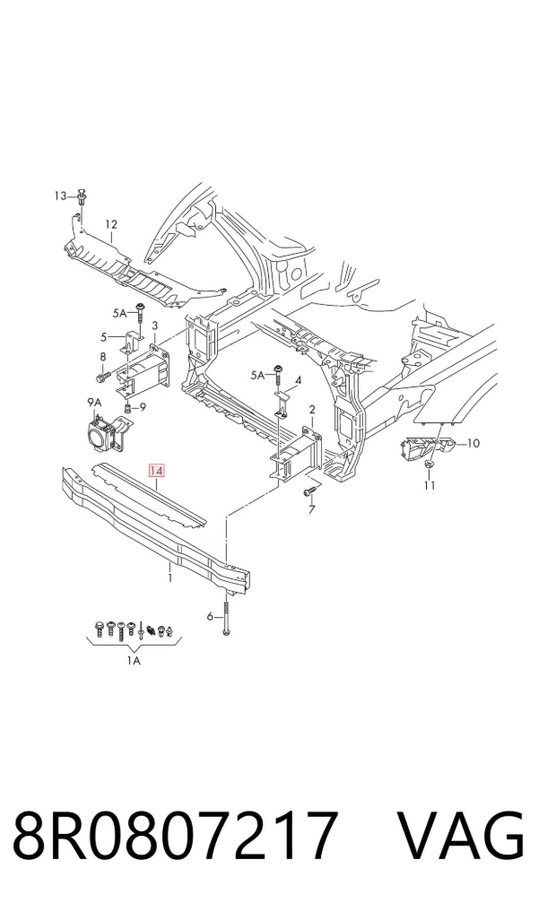 Deflector de aire inferior del radiador 8R0807217 VAG