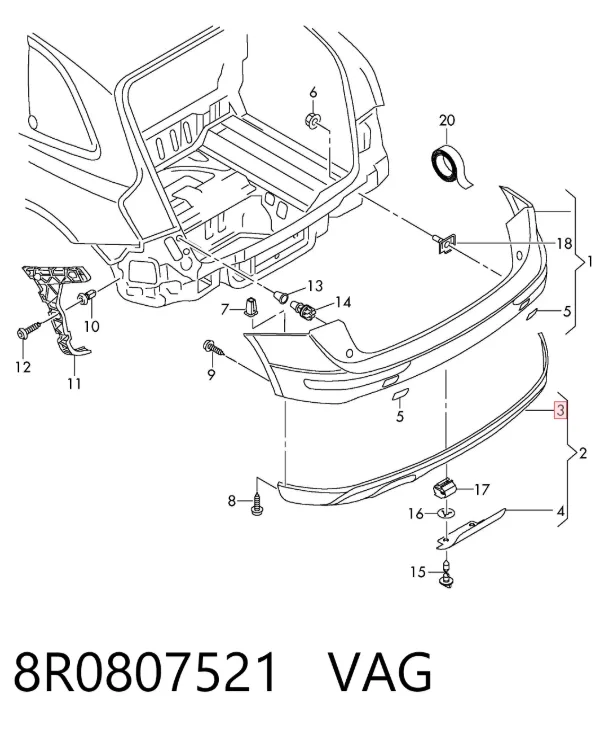 Alerón delantero 8R0807521 VAG
