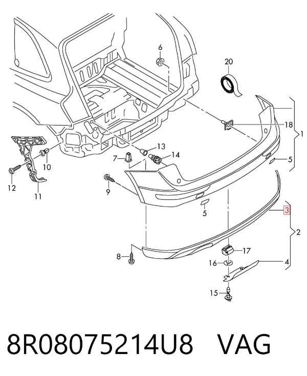 Alerón delantero 8R08075214U8 VAG