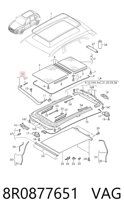 Deflector de techo solar VAG 8R0877651