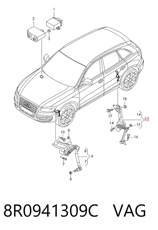 Sensor de nivel de carrocería trasero izquierdo 8R0941309C VAG