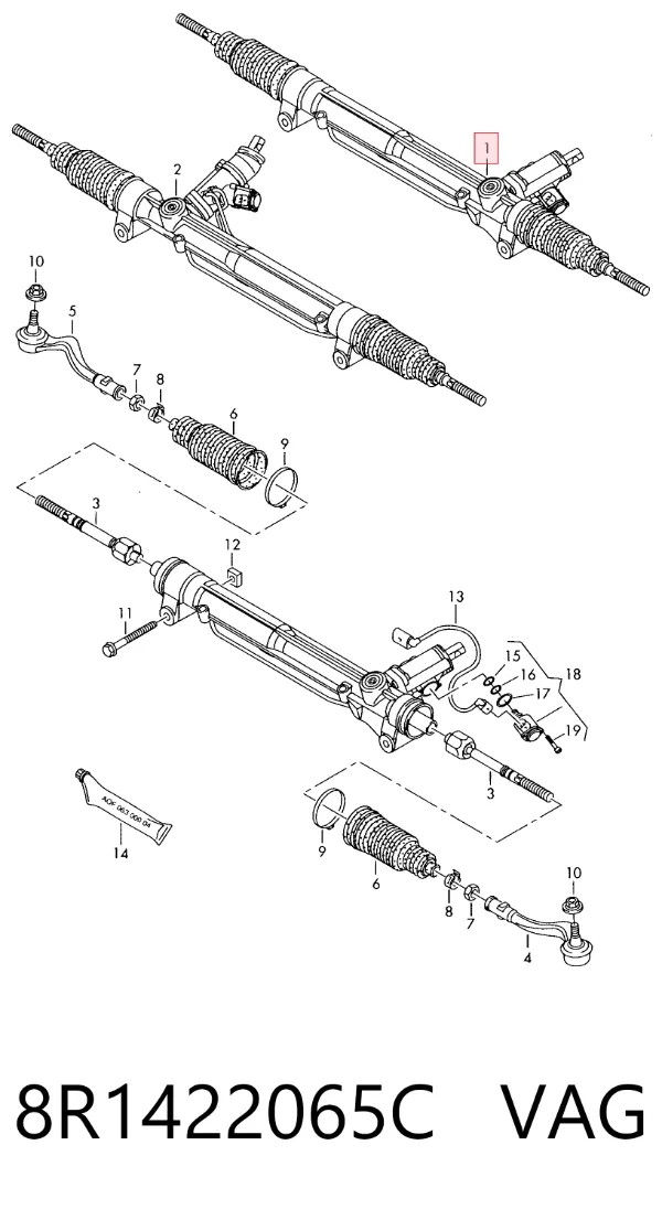 Cremallera de dirección 8R1422065C VAG