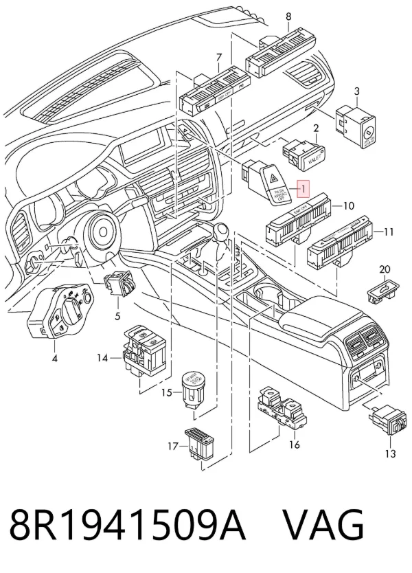 Boton de luz de emergencía Audi Q5 8RB
