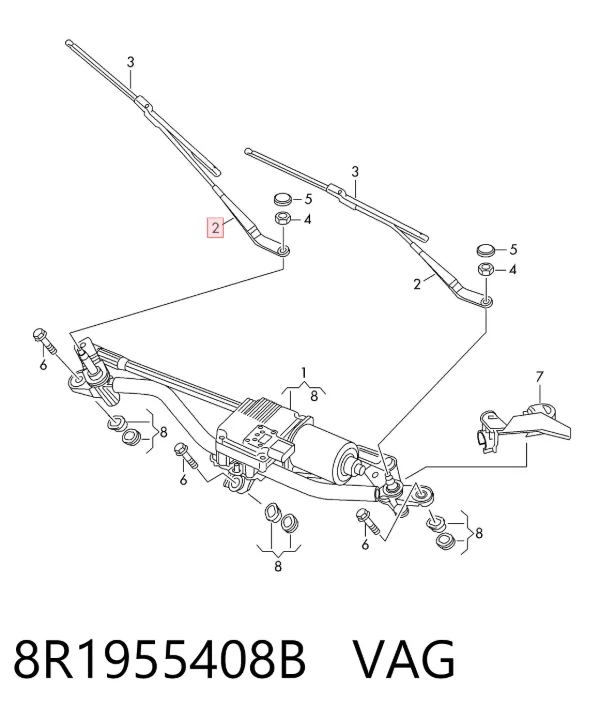Brazo del limpiaparabrisas 8R1955408B VAG