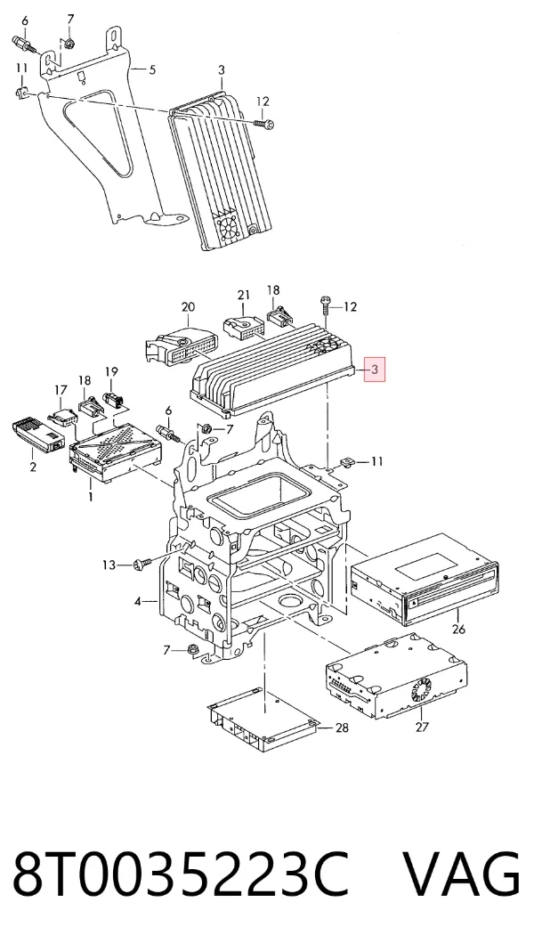 Amplificador de sonido del sistema de audio 8T0035223C VAG