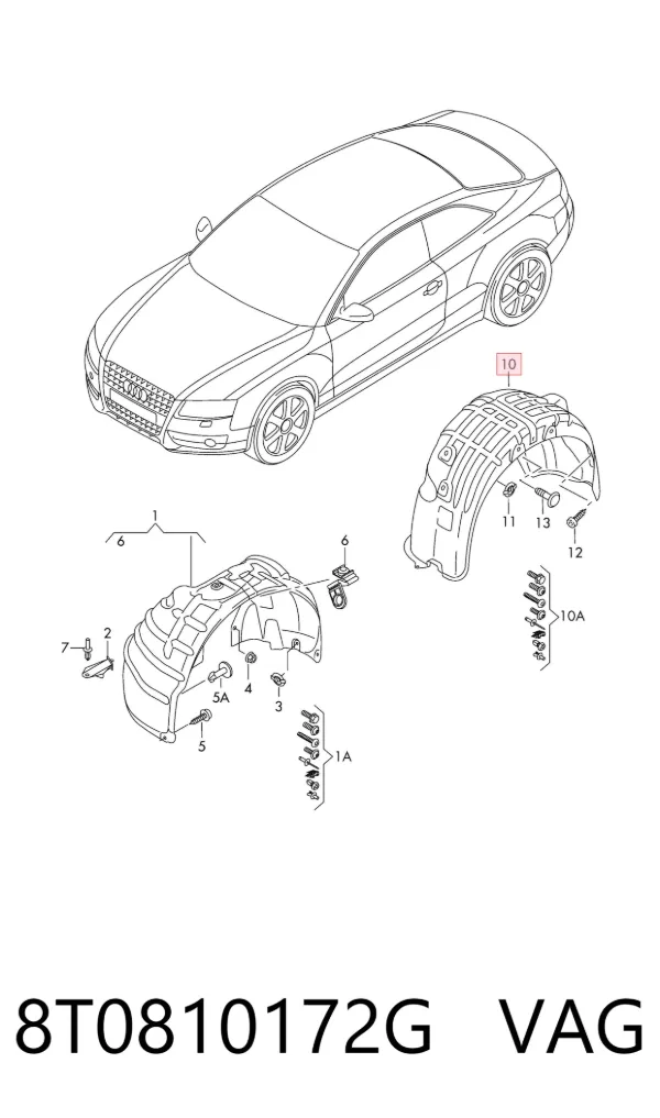 Guardalodo interior derecho, aleta trasera 8T0810172G VAG