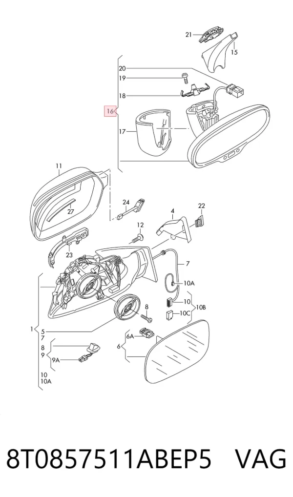 Espejo interior 8T0857511ABEP5 VAG