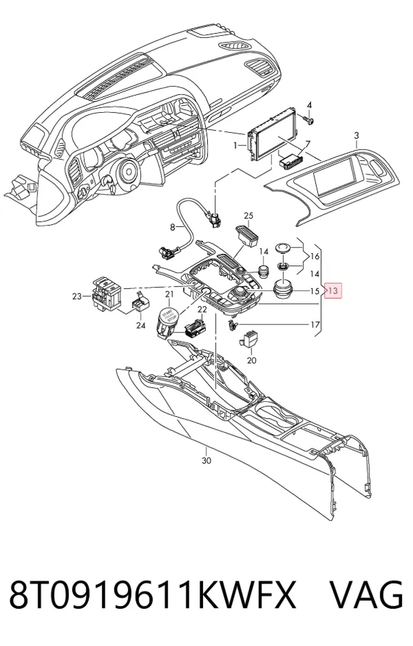 Control remoto del autorradio 8T0919611KWFX VAG