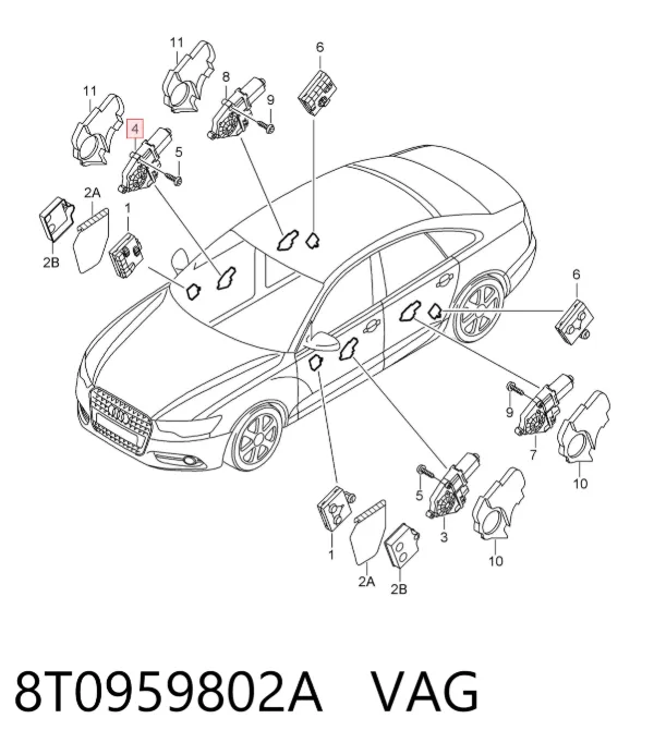 Motor del elevalunas de la puerta delantera derecha 8T0959802A VAG