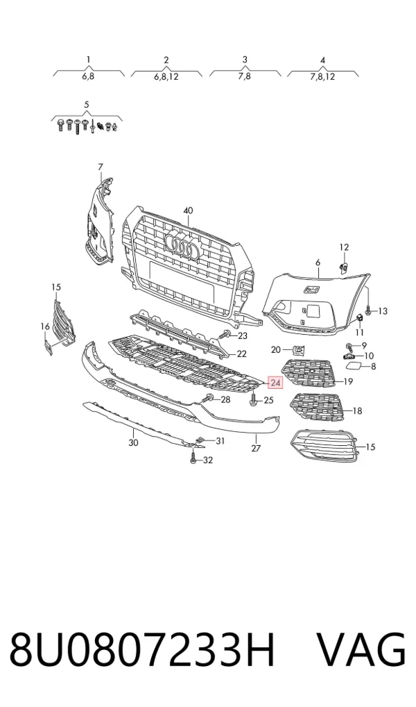 Protector para parachoques 8U0807233H VAG