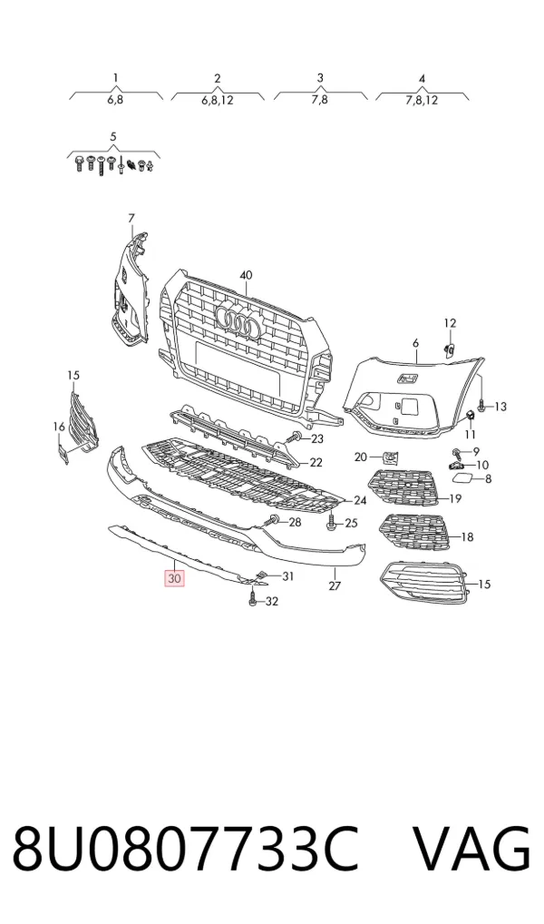 Protector para parachoques 8U0807733C VAG