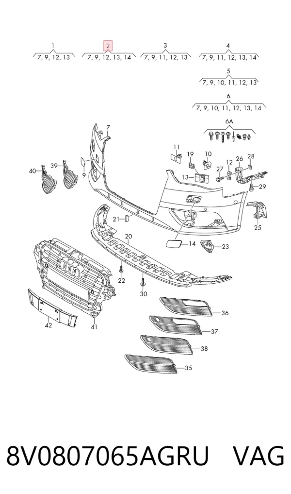 Paragolpes 8V0807065AGRU VAG